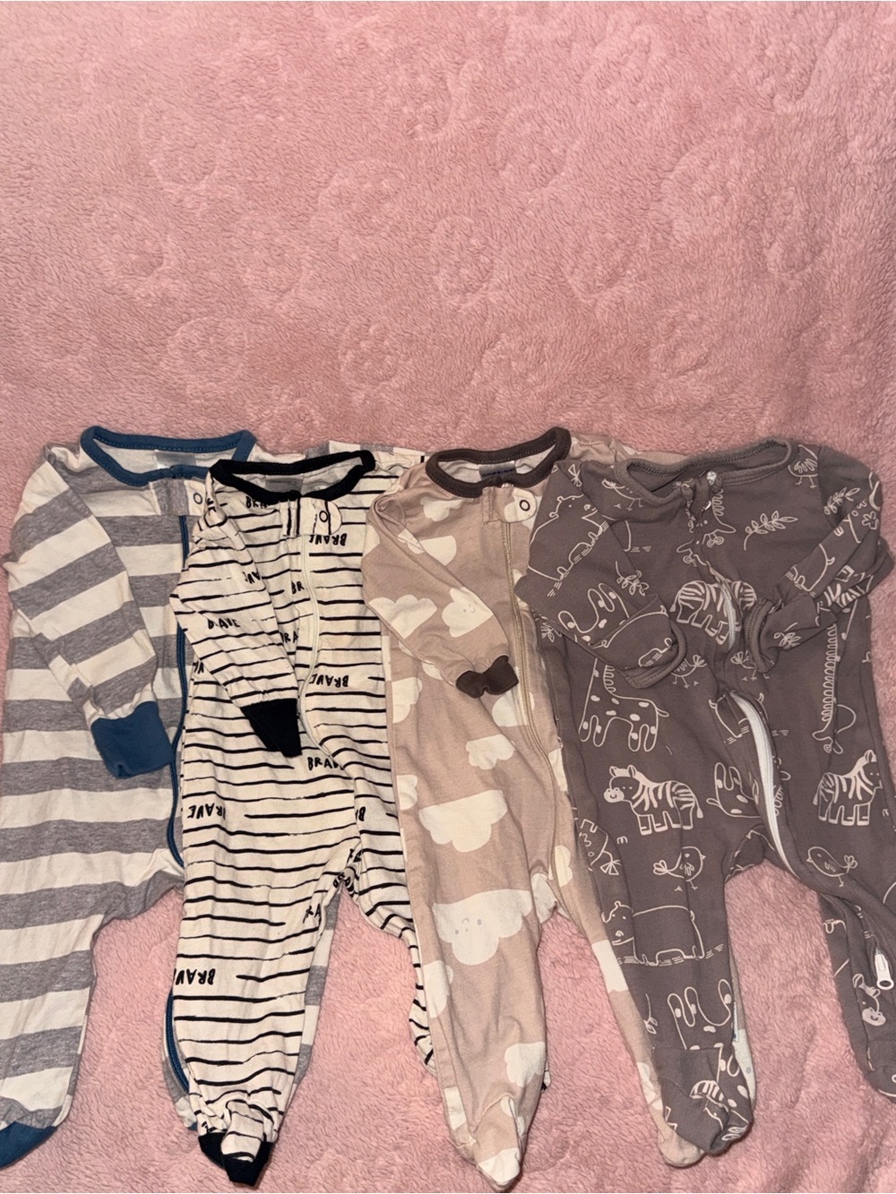 0–3M Baby Boy Footed Sleeper Pajama Bundle – 4 Piece